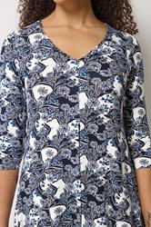 M&Co Navy Blue Floral Hanky Hem Top | M&Co 4