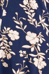 EVANS Plus Size Navy Blue Floral Grown-On Sleeve Top | Evans 4