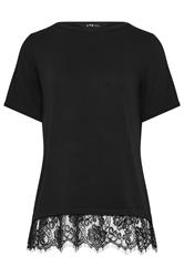 LTS Tall Black Lace Hem Detail T-Shirt