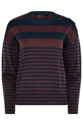 M&Co Petite Navy Blue Stripe Button Detail Jumper | M&Co 5
