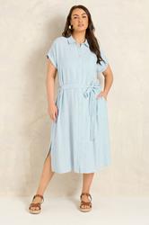 EVANS Plus Size Blue & White Stripe Shirt Dress | Evans 3