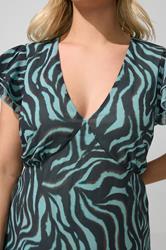 YOURS LONDON Plus Size Chocolate Brown & Mint Green Zebra Dress | Yours Clothing 4