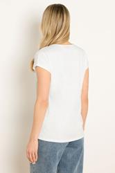 LTS Tall Women's Ivory White Lace V-Neck Cotton T-Shirt | Long Tall Sally 2
