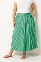 YOURS Plus Size Green Stripe Midi Skirt | Yours Clothing 3