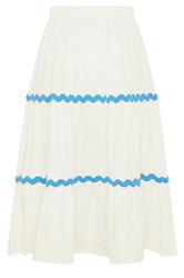 YOURS falda maxi blanca escalonada con detalle ondulado