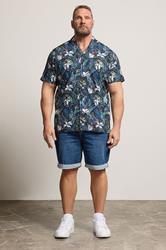 D555 Big & Tall Blue Hawaiian Short Sleeve Shirt | BadRhino 1