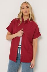 LTS Tall Women's Berry Red Short Sleeve Linen Shirt | Long Tall Sally 3
