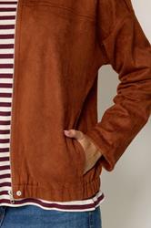 M&Co Rust Brown Faux Suede Bomber Jacket | M&Co 4