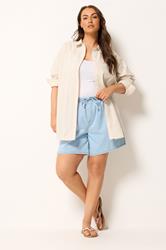 YOURS Plus Size Natural Brown Stripe Button Shirt | Yours Clothing 2