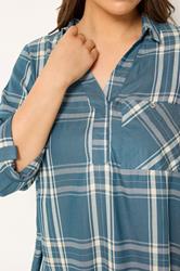 YOURS Plus Size Blue Check Overhead Shirt | Yours Clothing 4
