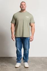 JACK & JONES Big & Tall Seagrass Green Studio Graphic T-Shirt | BadRhino 1