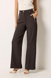 STAR Chocolate Brown Tailored Wide Leg Trousers | StarByJM 1