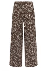 LTS Tall Chocolate Brown Palm Print Wide Leg Linen Trousers