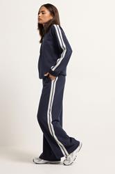 PixieGirl Petite Women's Set Navy Blue Stripe Cotton Sweatshirt & Wide Leg Joggers | PixieGirl 3