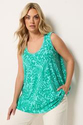 YOURS Plus Size Green Contrast Stitch Vest Top | Yours Clothing 3