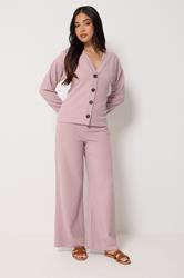 PixieGirl Petite Women's Set Pink Ribbed Top & Trousers | PixieGirl 3