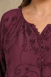 EVANS Plus Size Burgundy Red Floral Embroidered Blouse | Evans 4