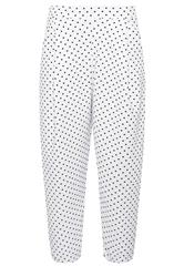 PixieGirl Petite White Polka Dot Crinkle Barrel Leg Trousers