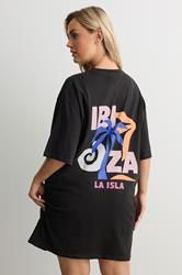 YOURS Plus Size Black 'Ibiza' Sleep Tee Nightdress | Yours Clothing 1