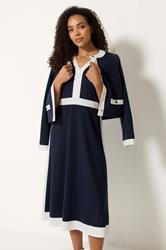 M&Co Navy Blue Colourblock Midi Dress | M&Co 5