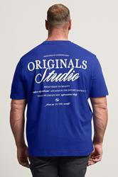 JACK & JONES Big & Tall Blue Crew Neck Back Graphic Tee | BadRhino 2