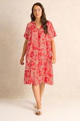 EVANS Plus Size Red Paisley Modal Shift Dress | Evans 1