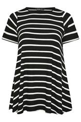 Yours Plus Size Black Stripe Ribbed Swing T-Shirt | Yours Clothing 5