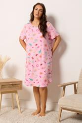 YOURS Plus Size Pink Summer Print Soft Touch Nightdress | Yours Clothing 3