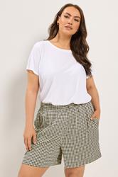 YOURS Plus Size Brown Gingham Shorts | Yours Clothing 3