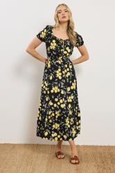 LTS Tall Women's Black Lemon Print Midi Dress | Long Tall Sally 2