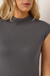 LTS Tall Women's Grey Tie Back Ribbed Top | Long Tall Sally 4