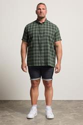 BadRhino Big & Tall Green Check Print Short Sleeve Shirt | BadRhino 1