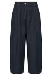 PixieGirl Petite Women's Dark Blue Pleated Wide Leg Jeans | PixieGirl  5