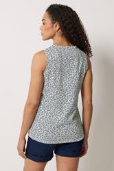 M&Co 2 PACK Navy Blue Floral Cotton Sleeveless Henley Tops | M&Co 5