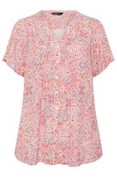 YOURS Curve Pink Paisley Print Pintuck Blouse