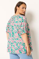 YOURS Plus Size Green Floral Print Frill Neck Top | Yours Clothing 4