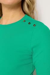 LTS Tall Women's Green Ribbed Button T-Shirt | Long Tall Sally 5
