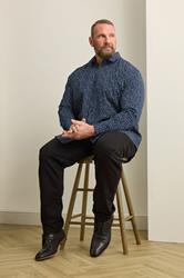 BadRhino Tailoring Big & Tall Navy Blue Micro Floral Print Formal Shirt | BadRhino 3