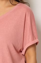 YOURS Plus Size Pink Linen Look T-Shirt | Yours Clothing 4