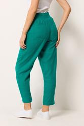 M&Co Teal Green Cropped Linen Trousers | M&Co 2