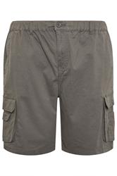 KAM Big & Tall Slate Grey Elastic Waist Cargo Shorts