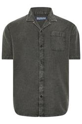 BadRhino Big & Tall Grey Acid Wash Cotton Shirt