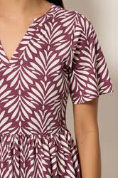 M&Co Petite Berry Red Leaf Print Cotton Maxi Dress | M&Co 4