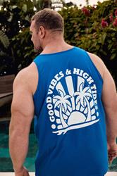 BadRhino Big & Tall Blue Extra Long Good Vibes Vest Top | BadRhino 3