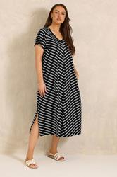 EVANS Plus Size 2 Pack Black & Khaki Green Cotton Dresses | Evans 2