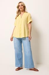 YOURS Plus Size Yellow Dobby Textured Blouse | Yours Clothing 1