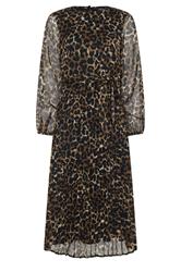 M&Co Petite Brown Animal Print Pleated Chiffon Dress | M&Co 1