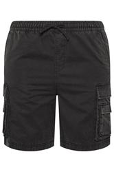 BadRhino Big & Tall Black Acid Washed Cargo Shorts
