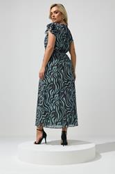 YOURS LONDON Plus Size Chocolate Brown & Mint Green Zebra Dress | Yours Clothing 2