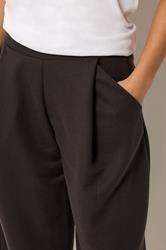 PixieGirl Petite Women's Chocolate Brown Textured Barrel Trousers | PixieGirl 4
